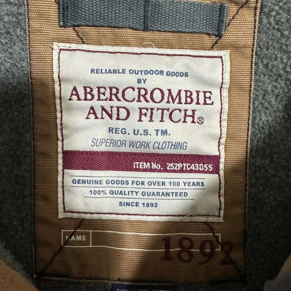 Abercrombie & Fitch Mens XL Brown Canvas Fleece Lined Workwear Chore Jacket